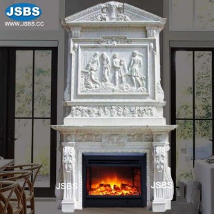 Engraving Elegant White Overmantel, Engraving Elegant White Overmantel